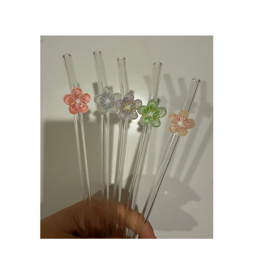 Glass Flower Straws