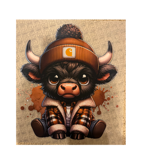 DTF - Brown Plaid Cow
