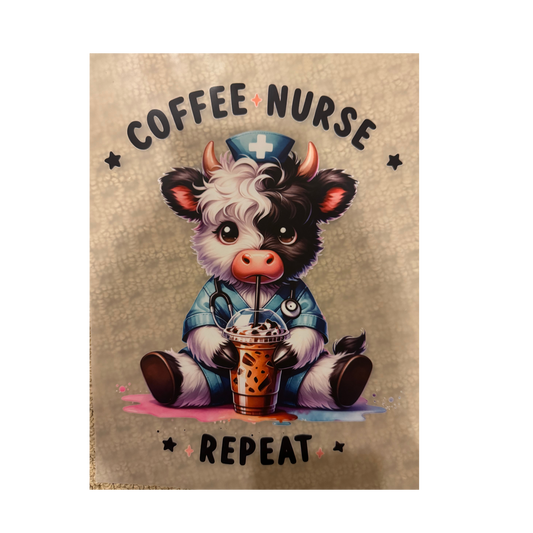 DTF - Coffee Nurse Repeat Cow