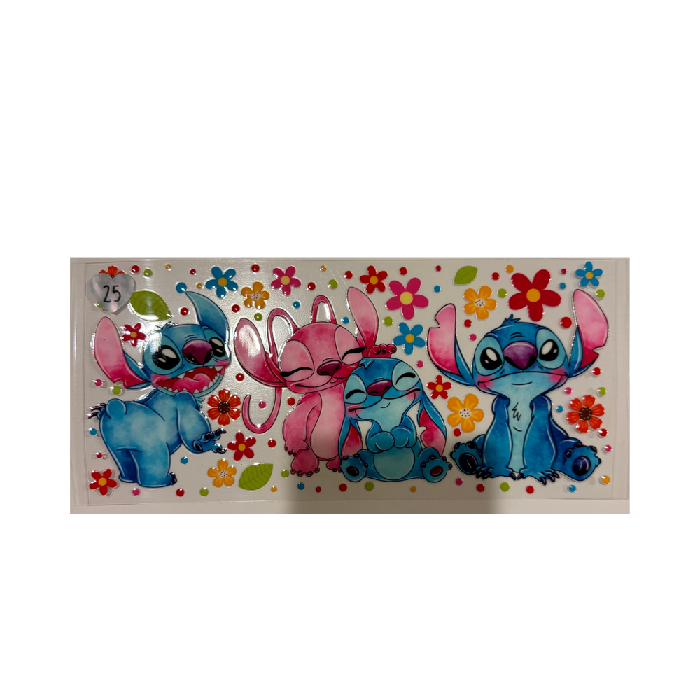 Stitch & Angel w/ Colorful Flowers