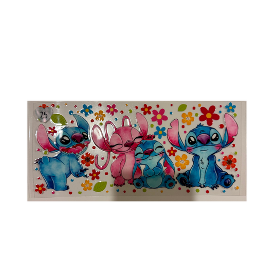 Stitch & Angel w/ Colorful Flowers