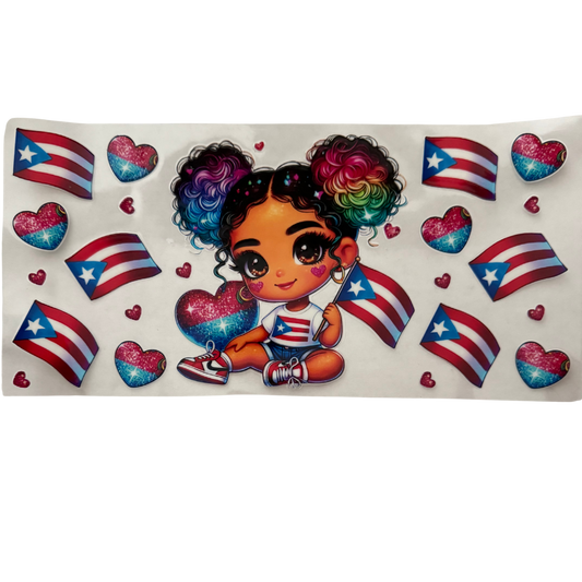 Puerto Rico Girl, Flags, Hearts