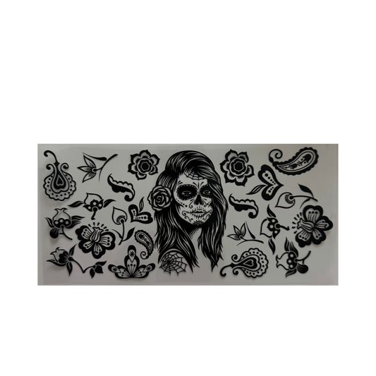 B&W Floral Skull
