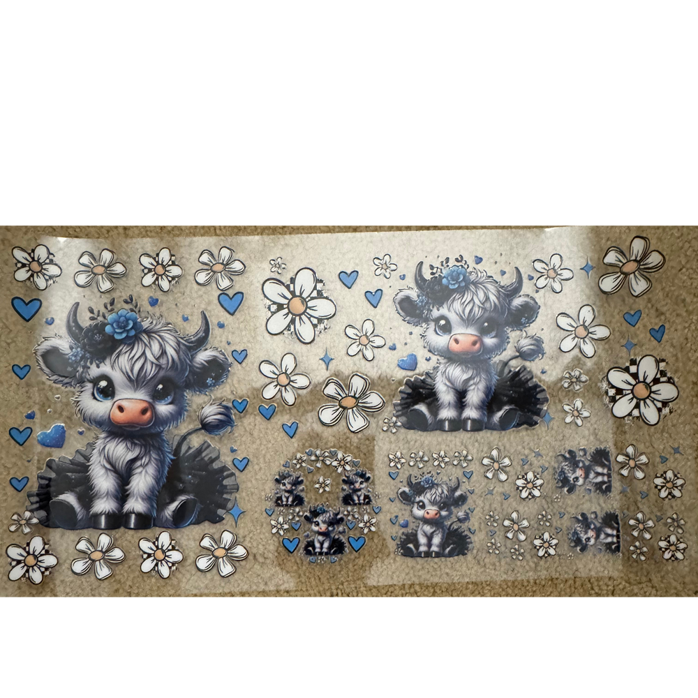 6 in 1 - White Cow Blue Hearts