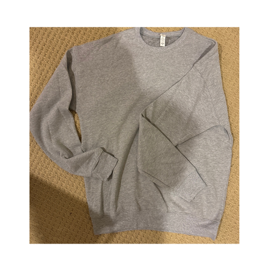 MEDIUM Grey Sponge Fleece Crew