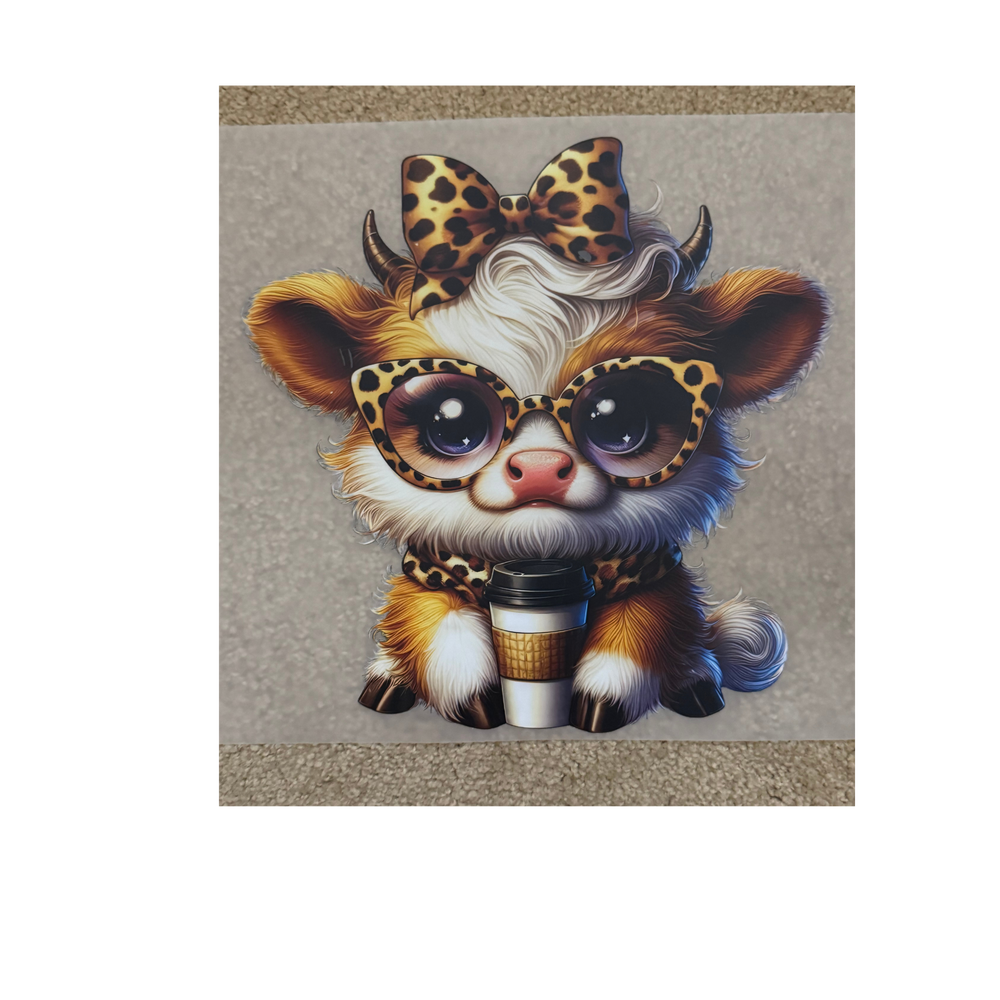 DTF - Cheetah Cow With Coffee