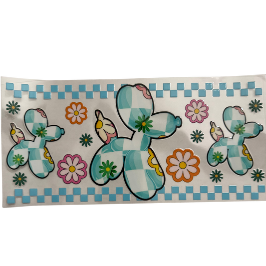 Blue Checkered Balloon Dog