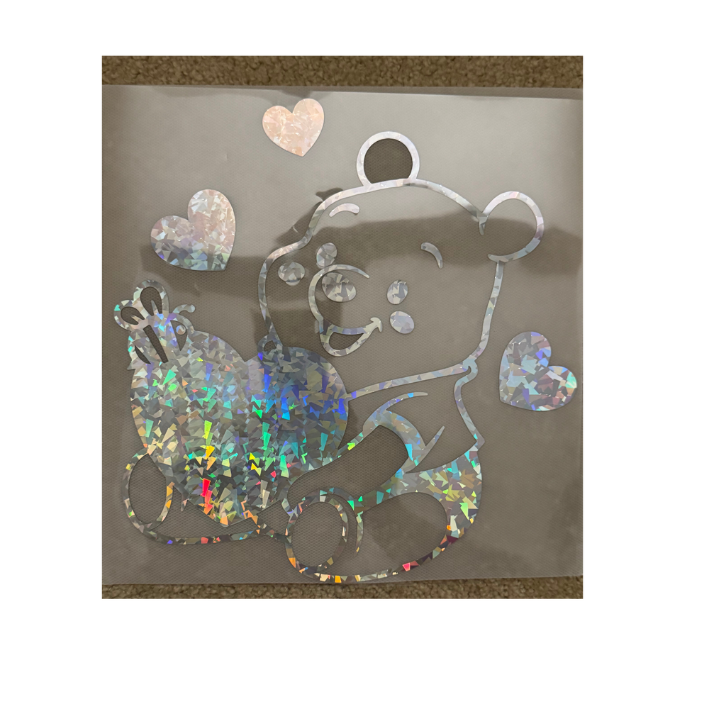 HOLO DTF - Pooh w/ Heart - Silver
