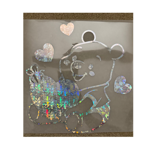 HOLO DTF - Pooh w/ Heart - Silver