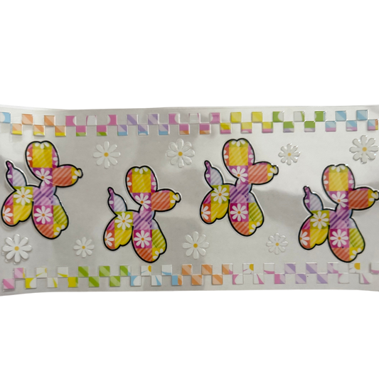 Rainbow Gingham Balloon Dog