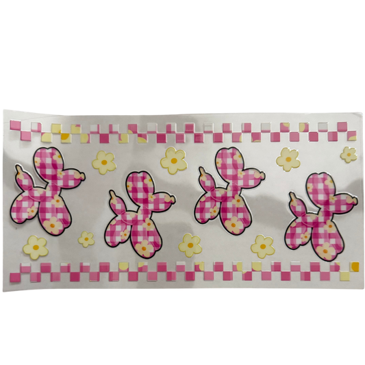 Pink Gingham Balloon Dog
