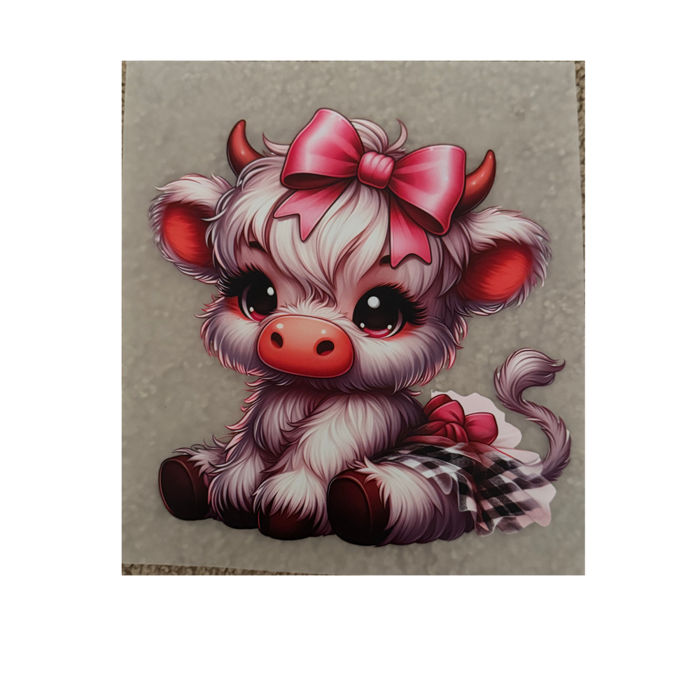 KIDS DTF - White Cow Pink Bow