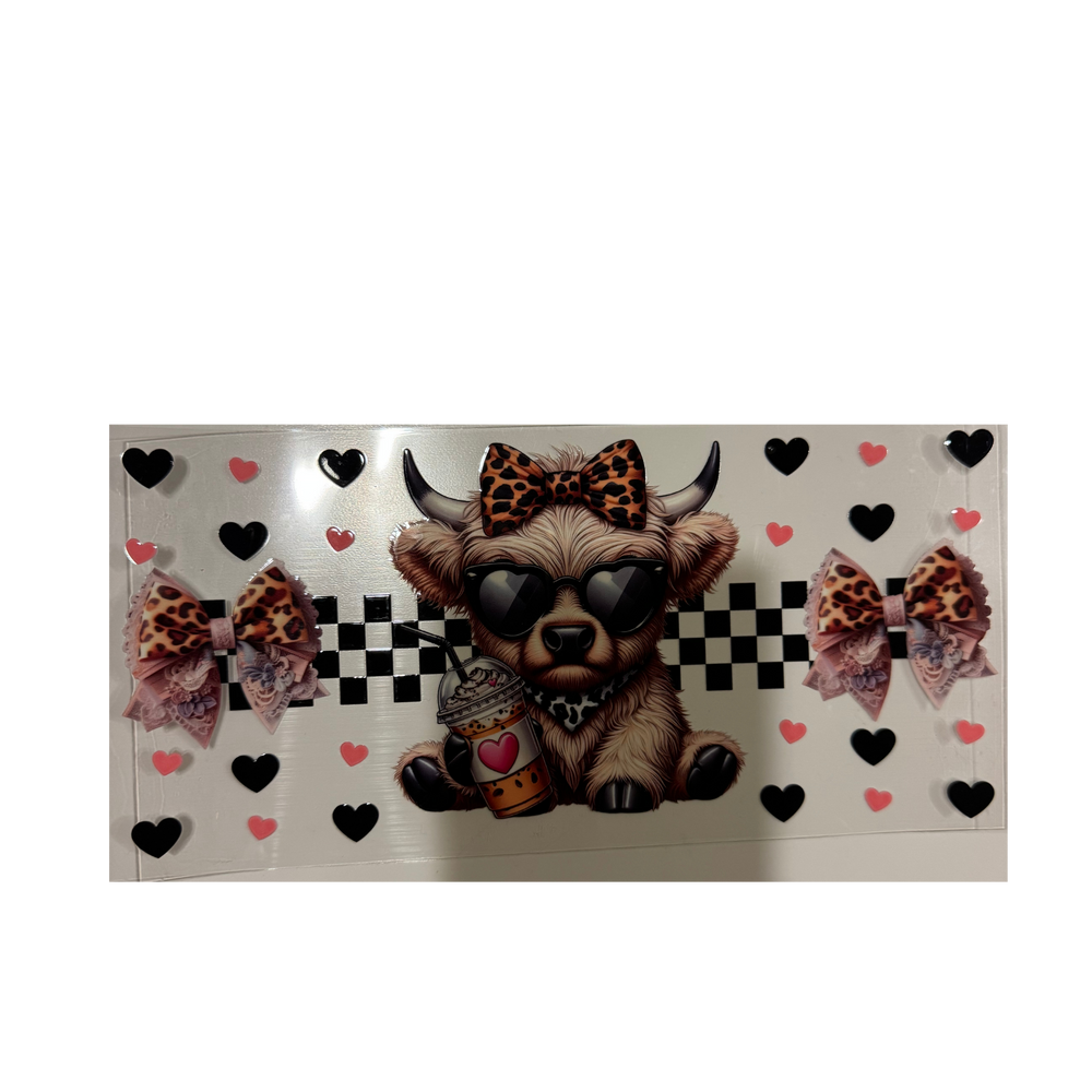 Cow w/ Coffee, Hearts & Bows