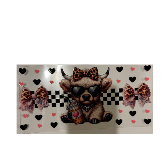 Cow w/ Coffee, Hearts & Bows