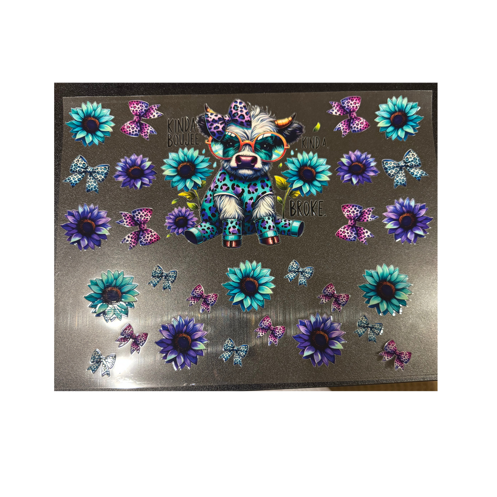 40oz - Blue & Purple Flower Cow