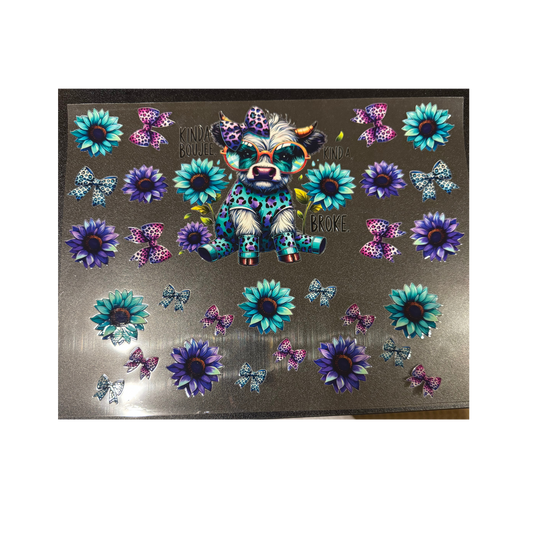 40oz - Blue & Purple Flower Cow