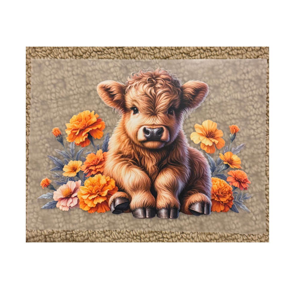 KIDS DTF - Cow w/ Orange Flowers