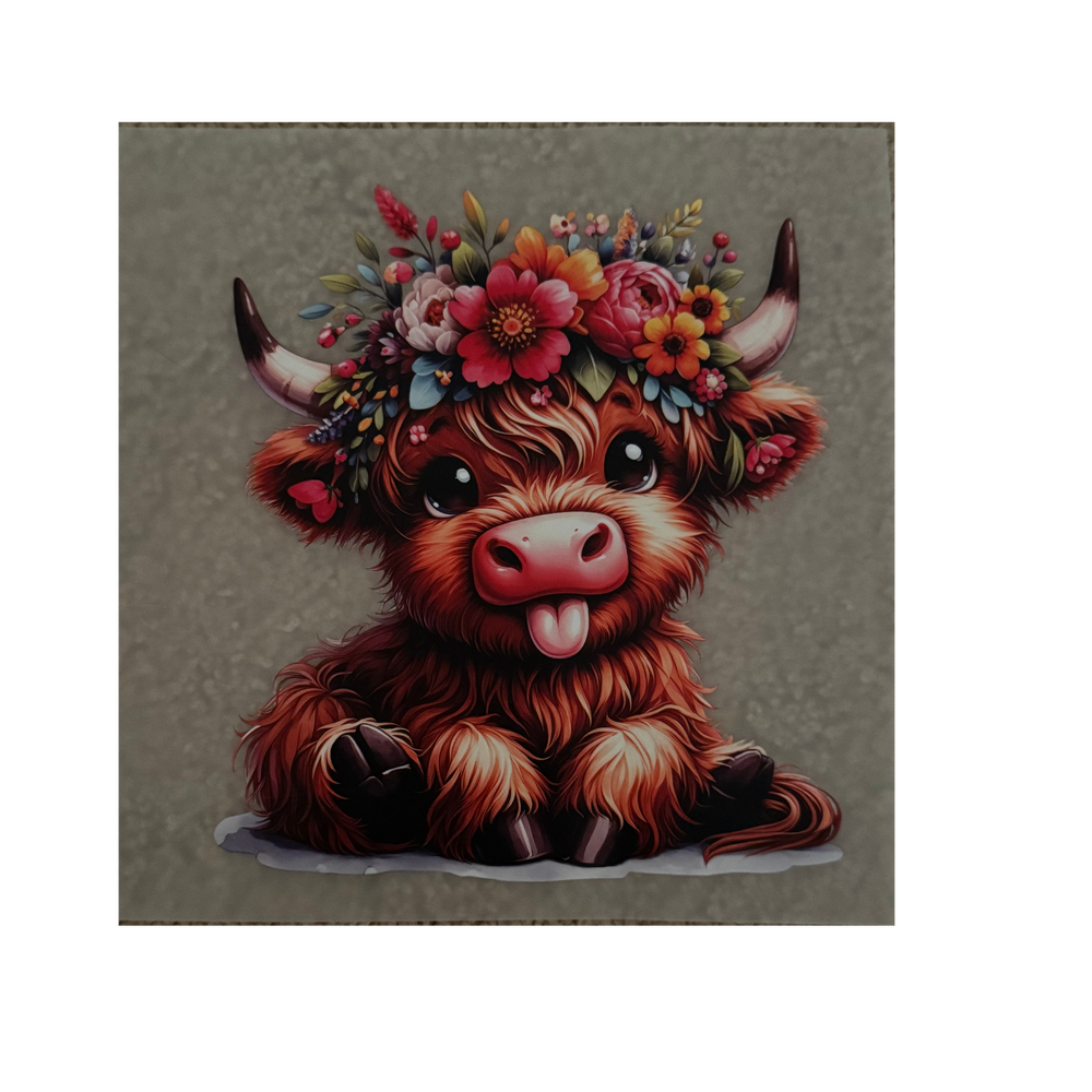 KIDS DTF - Floral Headband Cow