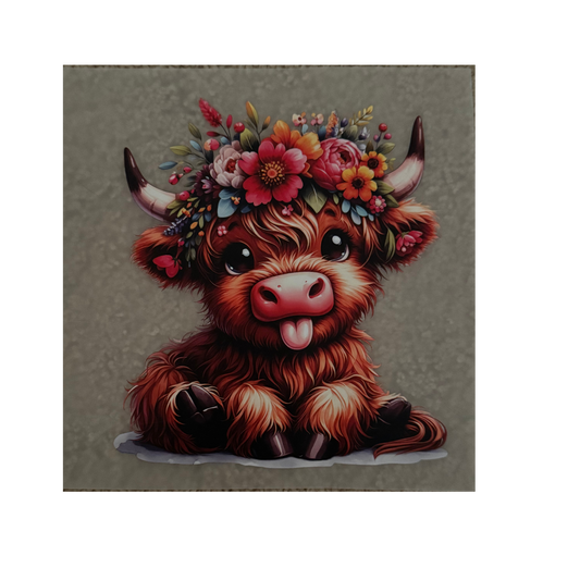 KIDS DTF - Floral Headband Cow