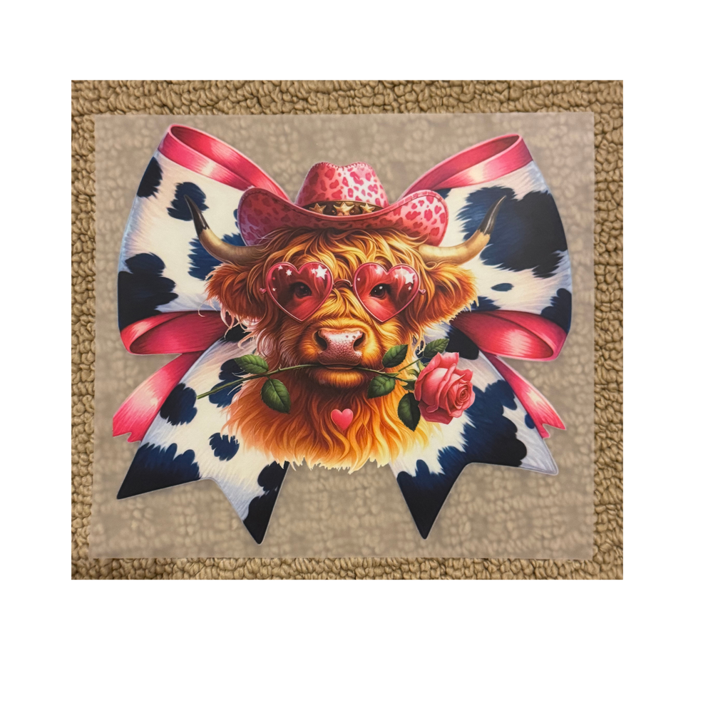 KIDS DTF - Western Cow in Bow