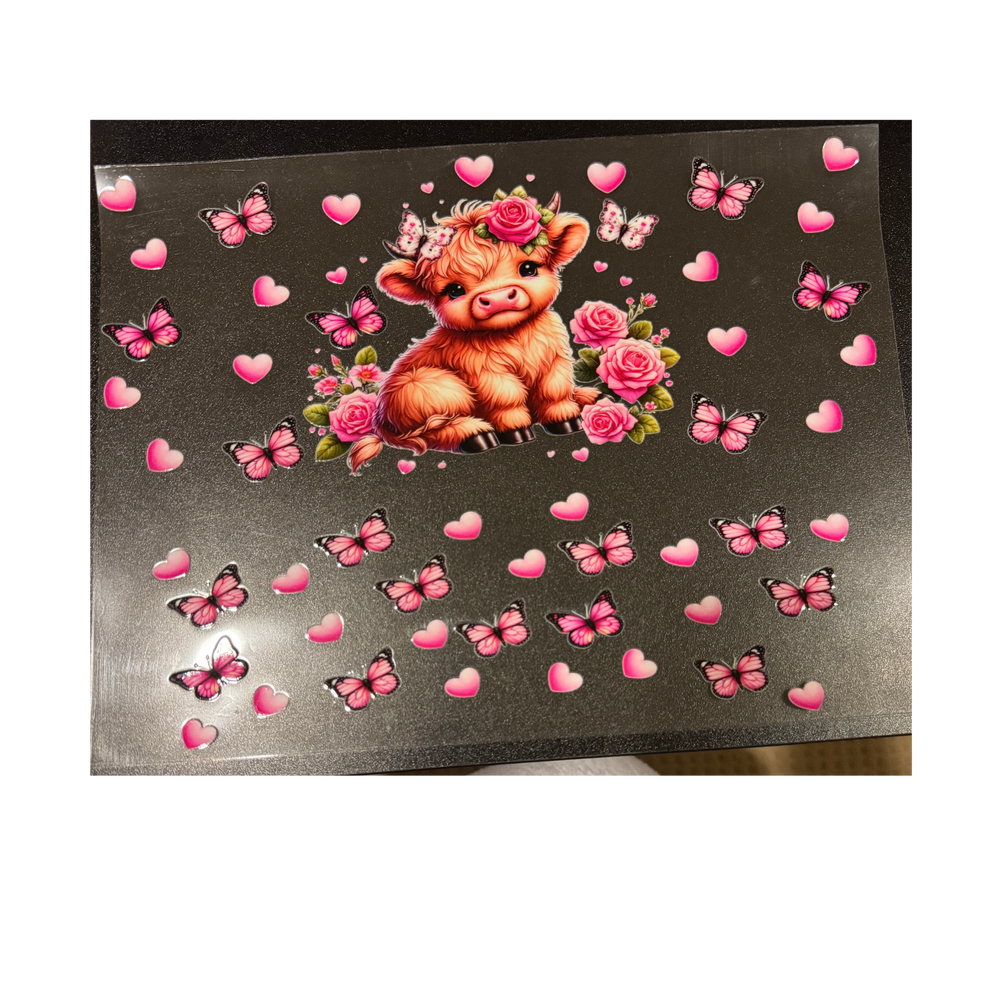 40oz - Cow w/ Pink Roses & Butterflies