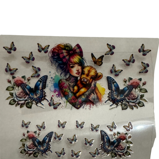 Butterflies, Girl & Baby Highland - MINI