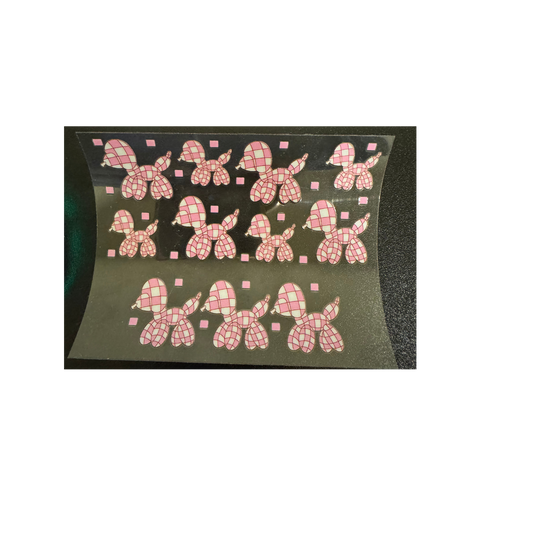 Pink Checkered Balloon Dog - Mini
