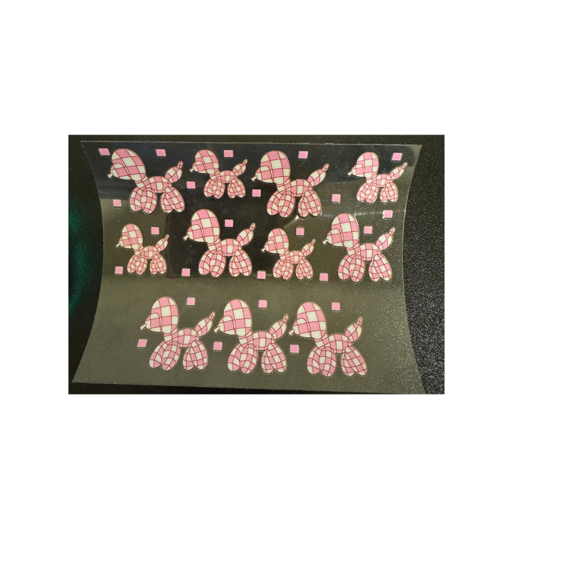 Pink Checkered Balloon Dog - Mini