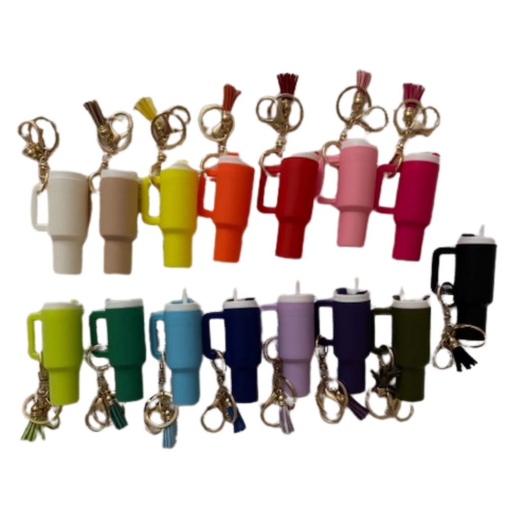 Solid Color Mini Keychain Tumbler With Tassel