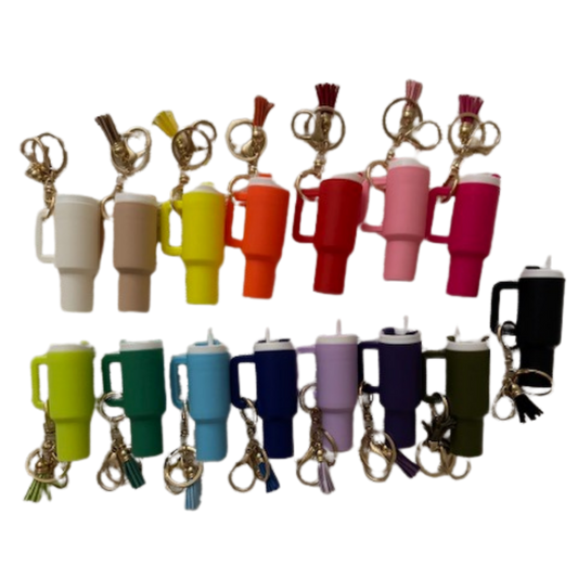 Solid Color Mini Keychain Tumbler With Tassel
