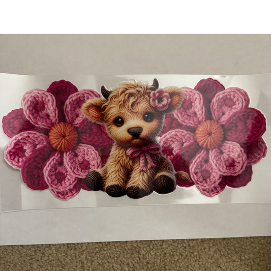 Crochet Pink Flower Cow