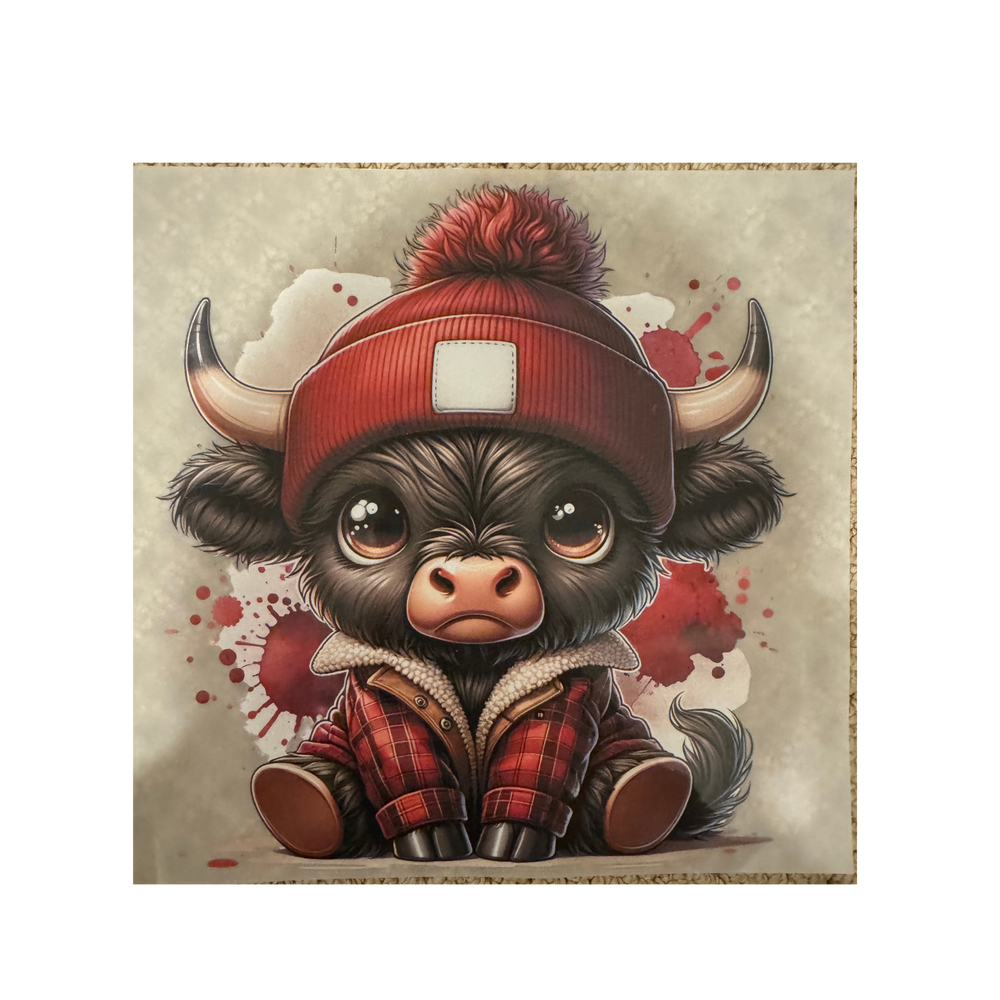 GLOW DTF - Cow w/ Plaid Jacket