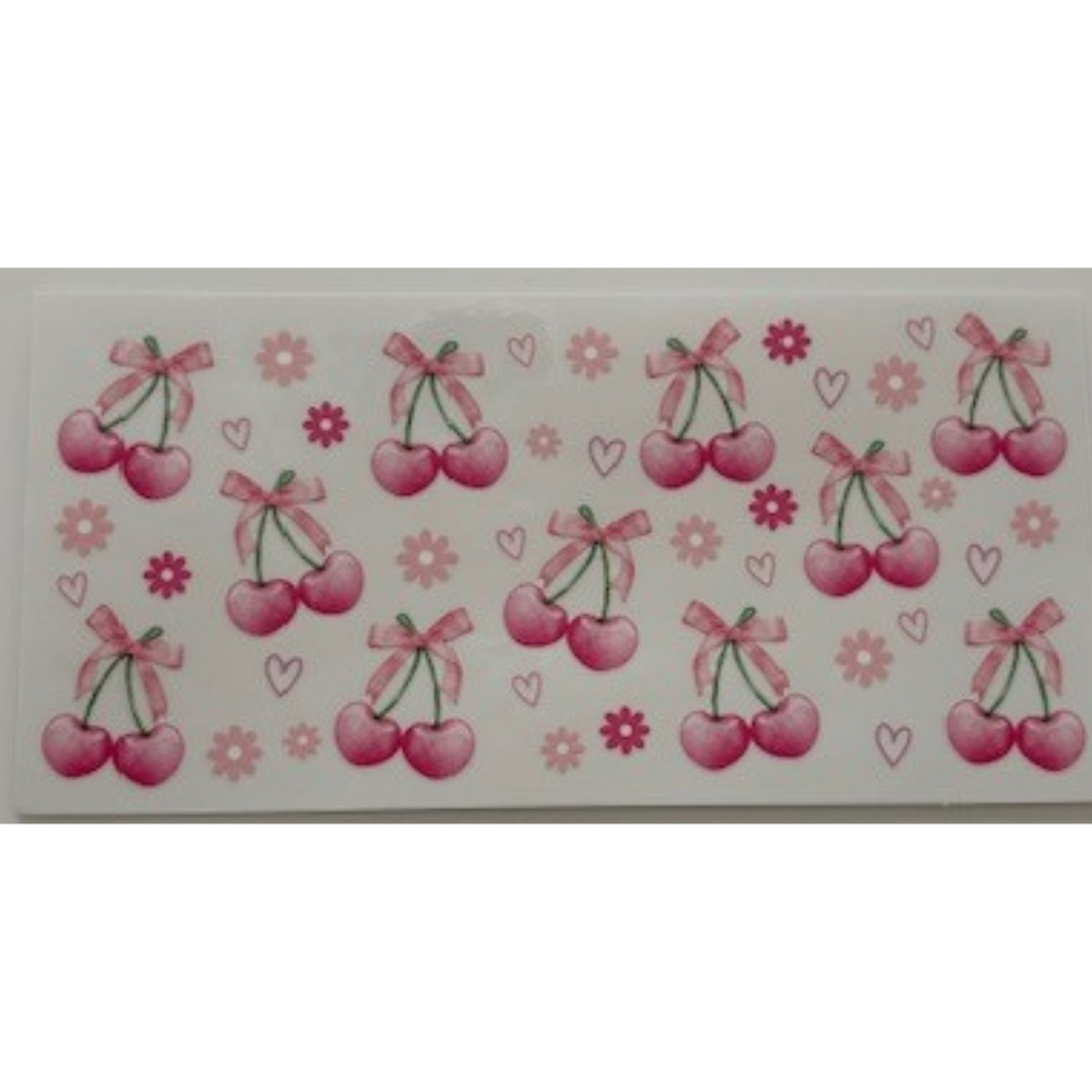 Pink Cherries, Hearts, Flowers