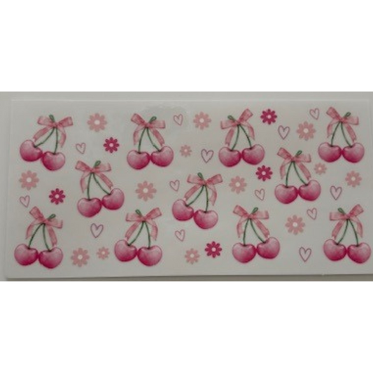 Pink Cherries, Hearts, Flowers