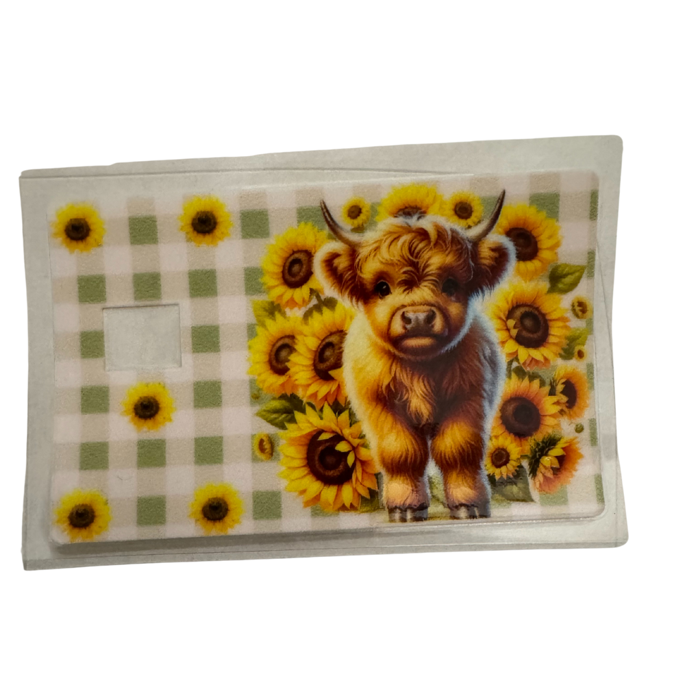 Gingham Sunflower Cow - Credit Card