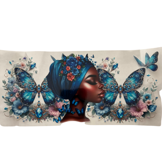 Blue Butterfly & Flowers