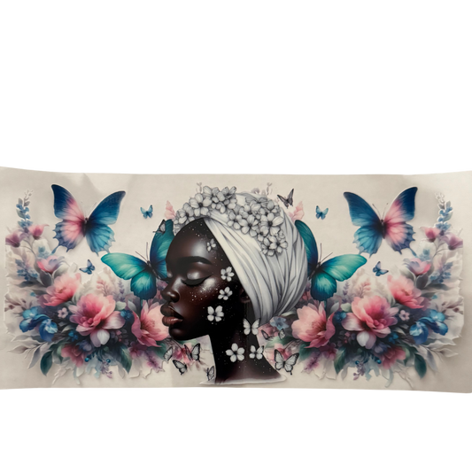 Black Woman w/ Pink & Blue Butterflies