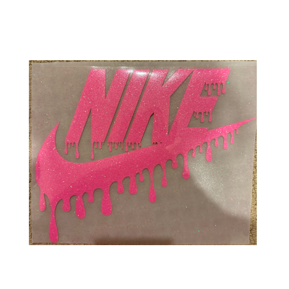 GLITTER DTF - Bright Pink Check Drip