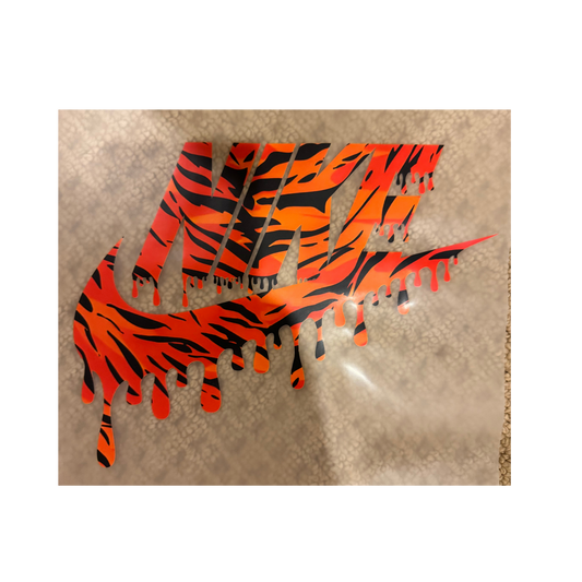 DTF - Dark Orange Tiger Check Drip