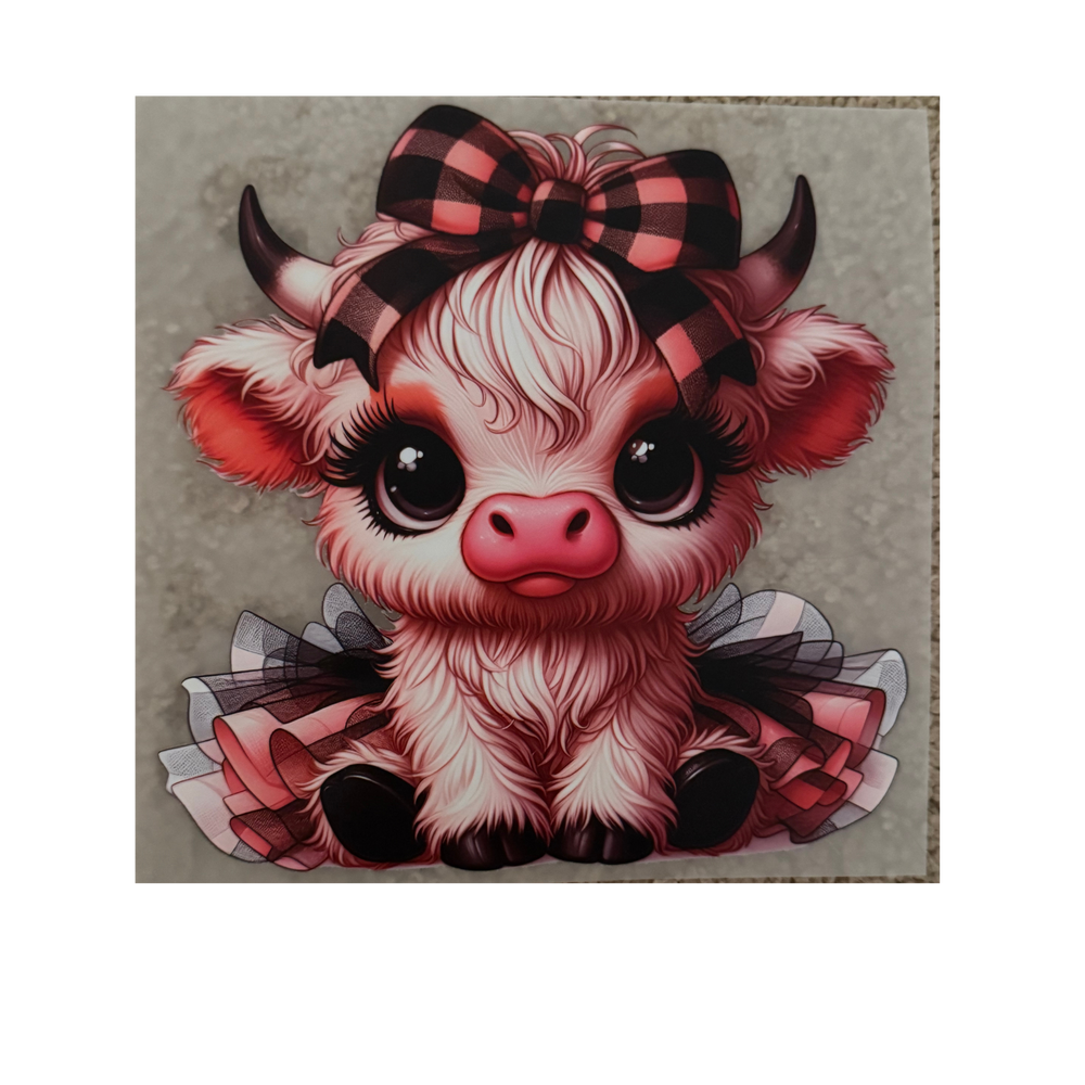 KIDS DTF - Plaid Bow & Tutu Cow