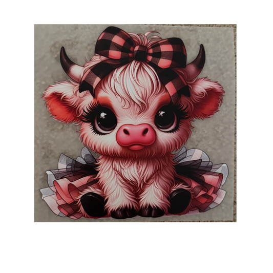 KIDS DTF - Plaid Bow & Tutu Cow