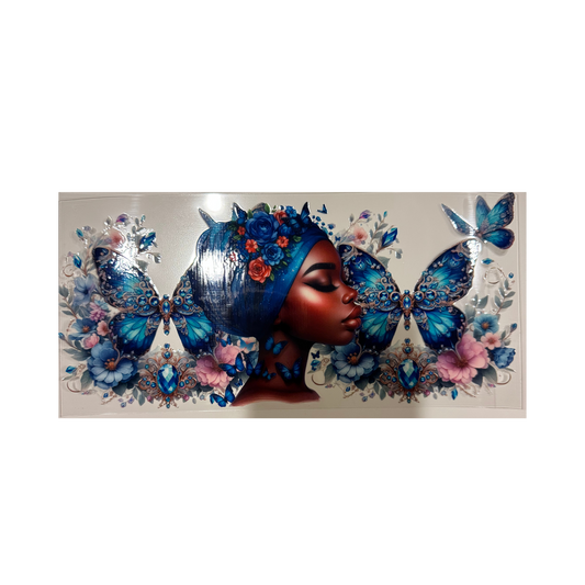Blue Butterfly Black Woman