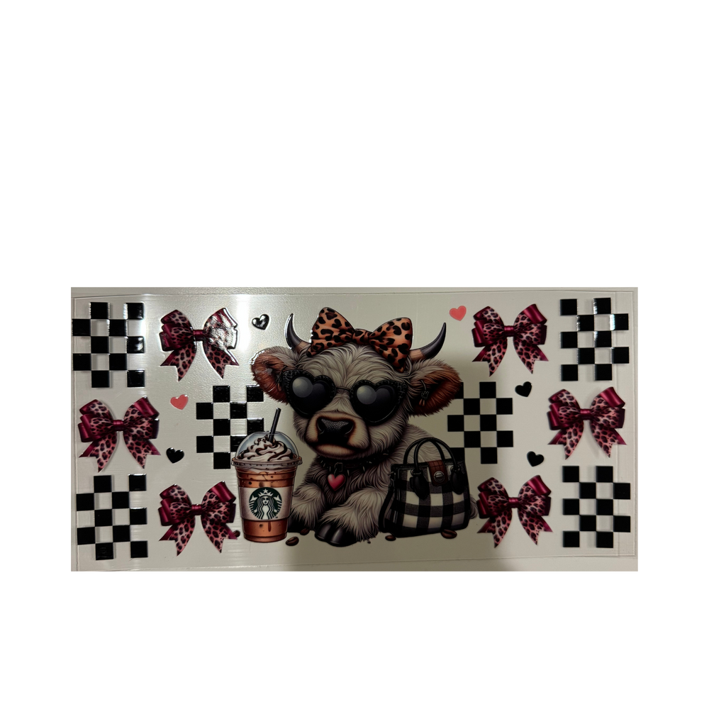 Checkered Cow w/ Purse & Starbies