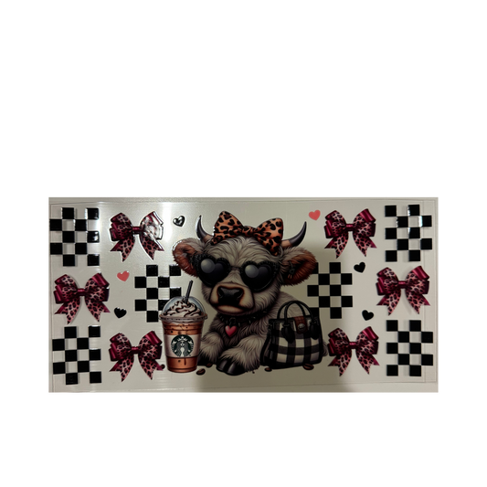 Checkered Cow w/ Purse & Starbies